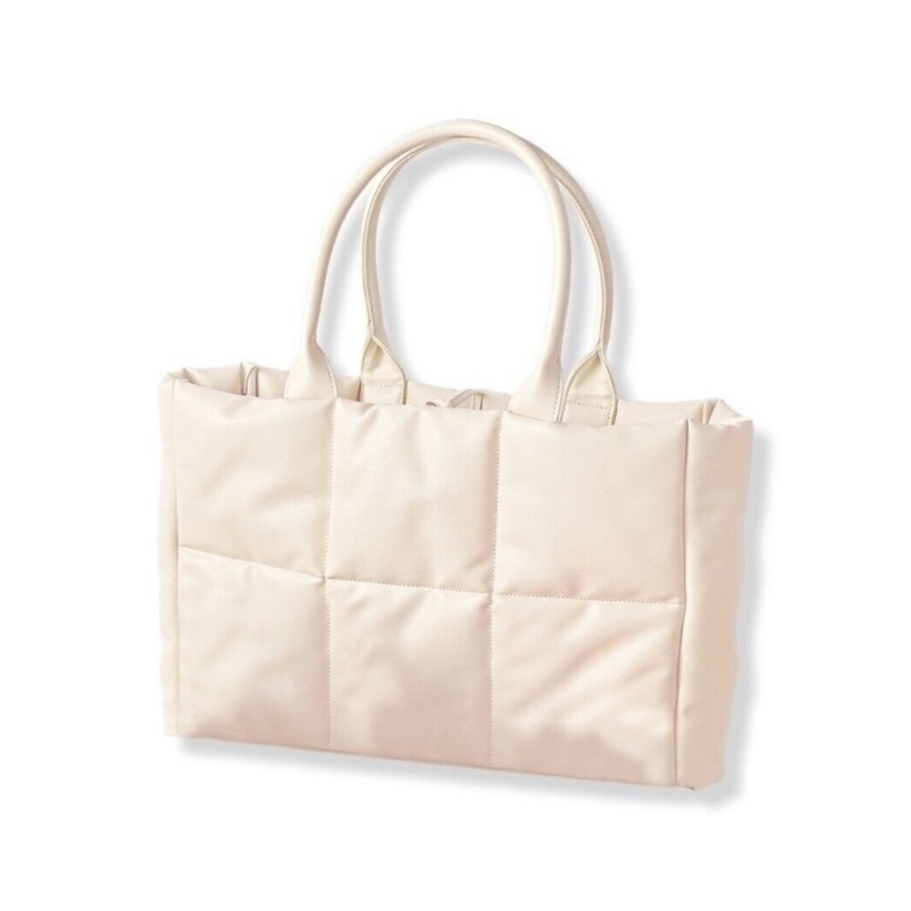 Ulta Beauty Cream Off White faux leather Puffer Shoulder Tote Bag New no tag